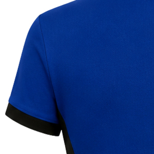 Vestido Polo Azul Rey y Negro para Mujer, Manga Corta, Cuello en Contraste, Uniforme Deportivo con Paneles Laterales y Escudo en el Pecho - Product Image 5