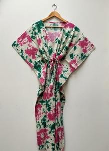 Caftán Shibori de Algodón para Mujer, Estilo Tie Dye Boho, Vestido Largo para la Noche o la Playa - Product Image 4