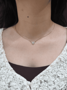 Collier moderne en diamant de laboratoire certifié IGI 0,65 ct, or rose, pendentif géométrique luxueux, bijoux fins, cadeau pour femme - Product Image 1