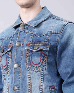 2026 Men's <b>Denim</b> <b>Jacket</b> Regular Fit Button Fly Solid Color Casual Autumn Cotton Washable Topstitch - Product Image 6