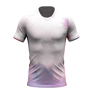 Maillot de sport personnalisé en sublimation pour hommes, blanc et rose, en tissu polyester, col en V, respirant, pour entraînement de volley-ball - Product Image 1
