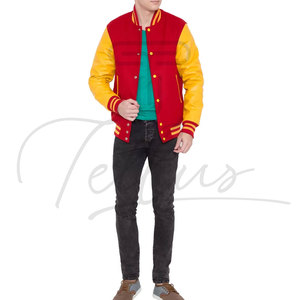 Veste universitaire sur mesure de haute qualité avec corps en laine, manches en cuir et broderie en chenille. Veste universitaire courte pour femme. - Product Image 1
