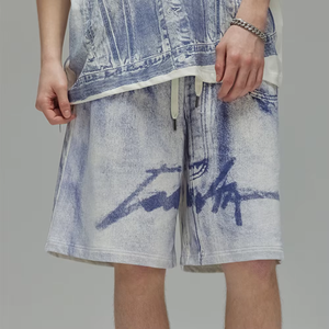 Short de survêtement unisexe confortable en éponge française, solide, décontracté, jogger de course, fendu, logo personnalisé, teint uni, nouveauté 2025 - Product Image 2