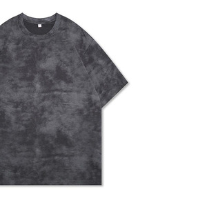 Summer New Fashion Solid Yarn Dyed Loose Fit Knitted Short Sleeve Men's Cotton <b>T</b>-shirt Acid Wash tee - Product Image 3