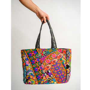 Bolso de Mano de Algodón Bordado a Mano, Patrón Folclórico Multicolor, OEM ODM, Venta al Por Mayor - Product Image 1