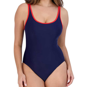 New Fashion Women Swim Suit 1 Piece Front Back Logo Off-the-Shoulder Neckline High Waist Bottom Spandex/Polyester Durable Fabric - Product Image 3