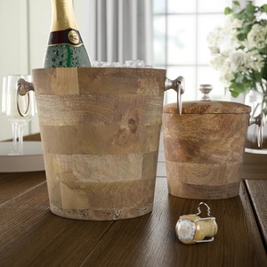 ชุดถังแช่ไวน์ไม้มะม่วงธรรมชาติ พร้อมหูจับวงแหวนสีเงินวินเทจ สไตล์บ้านไร่ ถังน้ำแข็งไม้หลากสี - Product Image 6