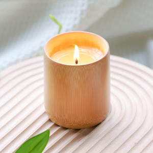 Cheap price hand-made natural soy wax <b>candle</b> in <b>bulk</b> bamboo <b>candles</b> table decor centepiece - Product Image 2