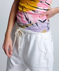 Top de tirantes acanalado tie-dye para mujer, amarillo, rosa, lavanda, con espalda cruzada ajustada y diseño en espiral, estilo casual streetwear - Product Image 5