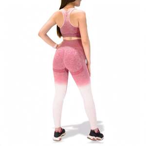 Women's Dip Dye Yoga <b>Set</b> <b>Square</b> Neck Sports Bra Flare Leggings Skort Fitness Dance Outfit Sports Bra Seamless Legging Fitness - Product Image 3