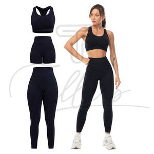 Conjunto de Yoga para Mujer con el Mejor Diseño, Logotipo Frontal Personalizado, Alta Calidad, Spandex/Nylon, Sin Costuras, Sólido, Sin Mangas, 4 Piezas, Precio Bajo, OEM - Product Image 6