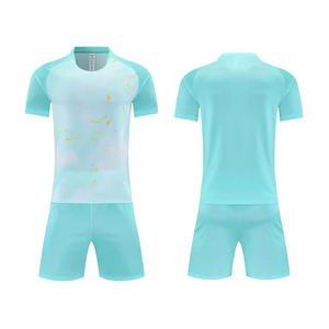Conjunto de Camiseta de Fútbol sin Mangas con Cuello en V para Hombre, Color Turquesa, Transpirable, 100% Poliéster, Estampado Sublimado, Cintura Elástica, 2 Piezas, para Entrenamiento - Product Image 6