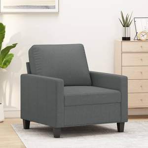 Fauteuil de salon en tissu polyester gris foncé à 100 % avec structure en métal et revêtement en textilène - Product Image 1