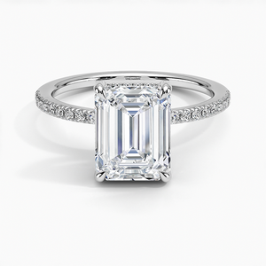 BOJ <b>Ring</b> 095 Emerald Cut 925 <b>Silver</b> Halo Stone Prong Setting <b>Solitaire</b> Diamond <b>Ring</b> 2ct D Color VVS1 Moissanite GRA Certified - Product Image 1