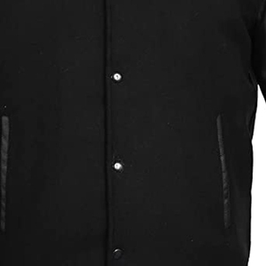 Veste varsity noire pour homme avec bordure orange, fermeture à boutons, manches en cuir PU, broderie chenille personnalisée, veste bomber d'automne - Product Image 4