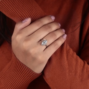 14K Gold Marquise Diamond <b>Ring</b> Bezel Set Solitaire Engagement <b>Ring</b> Minimal Bridal Jewelry Wholesale Custom Manufacturer Supplier - Product Image 2