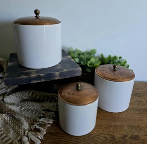 Premium White Metal Storage Canisters With Copper Finished Lid Perfect For <b>Kitchen</b> Counter And <b>Pantry</b> Organization From India - Product Image 6