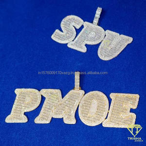 จี้สร้อยคอรูปตัวอักษร "SPV PMOE" แบบกำหนดเอง ประดับเพชรโมอิสซาไนต์ พร้อมสร้อยฮิปฮอปแบบ Iced Out สำหรับผู้ชายและผู้หญิง - Product Image 1