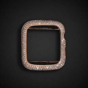 Cadran de montre intelligent en or rose serti de diamants, montre de luxe avec cadre protecteur entièrement pavé - Product Image 1