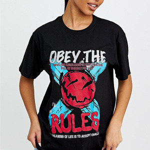 Camiseta Personalizada para Mujer, Estilo Casual, Poliéster/Algodón, Diseño Impreso DTG, Ropa Moderna para Mujer, Estilo Urbano - Product Image 1