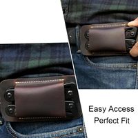 Étui compact en cuir pour couteau tactique pliant, gaine universelle pour ceinture, double couture, personnalisable, ODM, OEM, usine, étanche