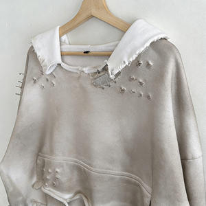 Sweat à capuche d'hiver pour homme en molleton 100% coton épais, respirant, séchage rapide, écologique, effet vieilli et délavé à l'acide - Product Image 3
