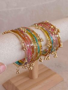 High Quality Indian Bridal <b>Bangle</b> Set Kundan Crystal <b>Bangles</b> Punjabi Kashmiri Churiyan for Wedding Dulhan Small changes occur - Product Image 3