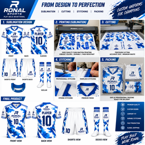 Conjunto de Camiseta de Fútbol para Hombre RONAL SPORTS, Estampado de Camuflaje Azul, Sublimada, Transpirable, de Poliéster, Uniforme de Manga Corta para Todas las Temporadas, para Adultos - Product Image 5