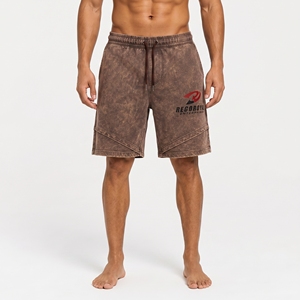 Pantalones Cortos de Hombre con Lavado Ácido, de Algodón Lavado a la Moda, Ajuste Relajado, Transpirables, Estilo Urbano Casual, para Uso Diario de Verano - Product Image 1