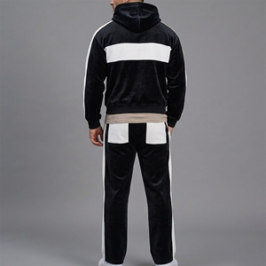 Premium Quality Fashionable 2-Piece Winter Wear Color Block Heavyweight Hooded Oversized Hoodie & Jogger Sweatpants <b>Set</b> - Product Image 3
