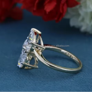 Anillo de diamantes cultivados en laboratorio con corte pera, esmeralda y ovalado en oro blanco, anillo de compromiso de lujo, regalo de aniversario nupcial para ella - Product Image 3