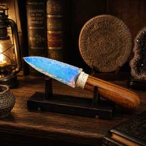 Cuchillo de Cristal Opalita Hecho a Mano al por Mayor de 8 Pulgadas con Mango de Madera, Escultura Grabada de Arte Folclórico Indio, Decoración Espiritual Coleccionable - Product Image 3