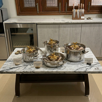 Ensemble de casseroles en métal martelé design avec poignées dorées, en acier inoxydable, compatible induction, pour cuisine, casseroles et marmites