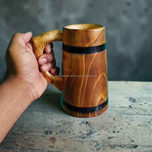Mug en bois de pin naturel fait main, avec revêtement alimentaire, pour boissons, décoration rustique pour la salle à manger et la maison - Product Image 6