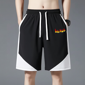 Shorts pour homme en molleton 100% coton de haute qualité, logo brodé personnalisé, taille élastique, séchage rapide, respirant, bicolore. - Product Image 6