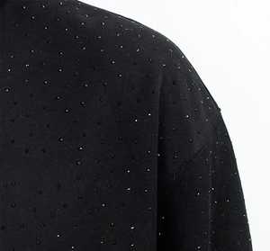 Sweat à capuche en molleton micro-brillant noir pour homme – Pull à capuche décontracté à épaules tombantes et coupe oversize - Product Image 3
