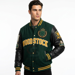 Chaqueta Varsity de Alta Calidad para Hombre, Bordado Chenille, Mangas de Cuero, Chaqueta Varsity Personalizada con Letras de Béisbol, Chaquetas de Colegio - Product Image 1