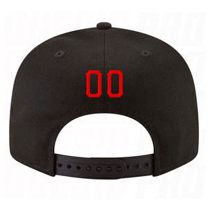 Casquette de baseball structurée unisexe personnalisée noire, rouge et blanche, brodée, ajustable, style streetwear, visière plate, mode hip-hop - Product Image 3
