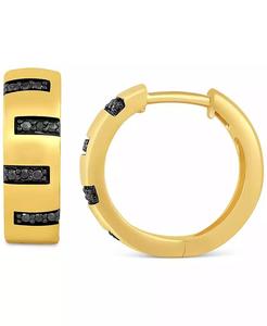 Pendientes de aro pequeños en zigzag de diamantes para hombre (1/20 CT. T. W.), 15mm (también en Diamante Negro) | Macy's - Product Image 1