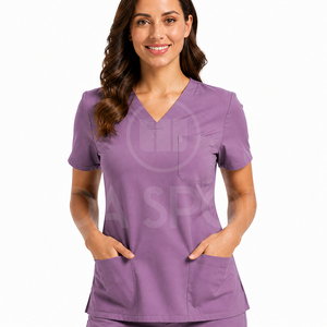 Hospital <b>Scrub</b> Suit Nurse Uniform Eco-Friendly Polyester Rayon Spandex Medical <b>Scrubs</b> Set Lightweight Breathable Custom Logo - Product Image 3