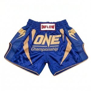 กางเกงชกมวย INFLOW Unisex สีขาวทอง ลายโลโก้ One Championship แบบพิมพ์รีดร้อน ระบายอากาศได้ดี แห้งเร็ว ผลิตจากโพลีเอสเตอร์ 100% - Product Image 2