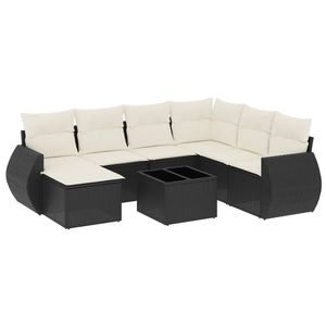 Set Divano da Esterno Moderno in Polyrattan Nero per 8 Persone con Cuscini - Design Contemporaneo - Product Image 4