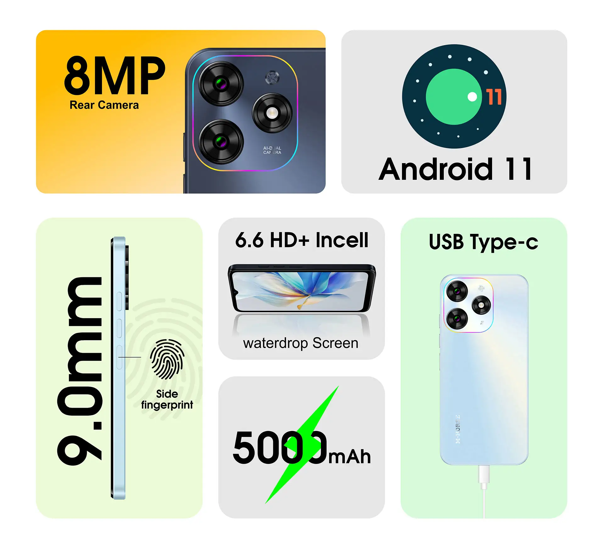 Teléfono inteligente de 6,6 mAh Android 13, el más barato, fabricante de POP8, 8MP, 5000 ", NFC, precio bajo, teléfono móvil mAh