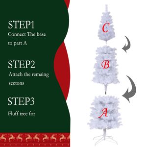 Albero di Natale Artificiale Bianco Sottile da 2,3 m con Supporto in Metallo Pieghevole, Include Tutti gli Accessori Necessari - Product Image 2