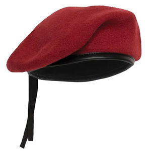 <b>Red</b> <b>Wool</b> Beret Hat with Black Leather Trim and Tie String Unisex European Style Spring Autumn Casual Wear 56-58CM - Product Image 1