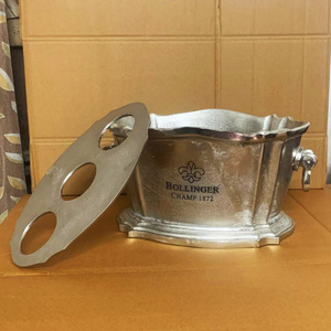 Cubo de Hielo de Aluminio Plateado para 3 Botellas, Decoración para Bar en Casa, Enfriador de Vino, Hielera Artesanal para Bebidas - Product Image 3