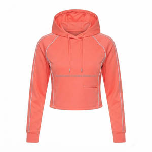 Hoodies courts pour femmes, sweat-shirt court doux, pull décontracté à capuche, streetwear tendance, manches longues, vente en gros OEM, direct usine - Product Image 1