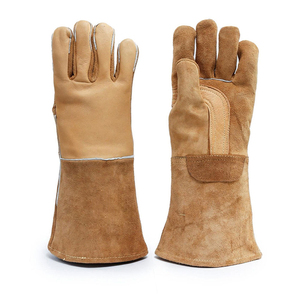 Heavy Duty Heat Resistant Welder Working Safety <b>Gloves</b> Industrial Use Cowhide Split Leather TIG/MIG Welding Work <b>Gloves</b> - Product Image 1