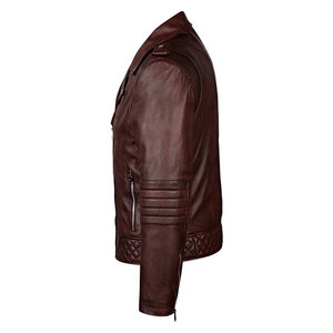 Veste en cuir PU marron foncé pour homme, coupe ajustée, col rabattu, fermeture éclair, manches classiques, style automne - Product Image 2