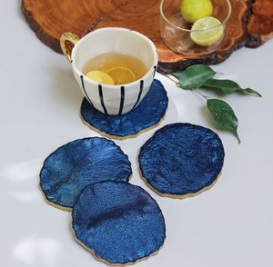 Indian Handmade Square Metal Mango Wood <b>Drink</b> <b>Coasters</b> for Tea Cups Coffee Mugs <b>Coaster</b> Vintage Design and Stocked Home Decor - Product Image 2